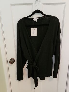 Glamorous Black Wrap Tie Cardigan Sweater